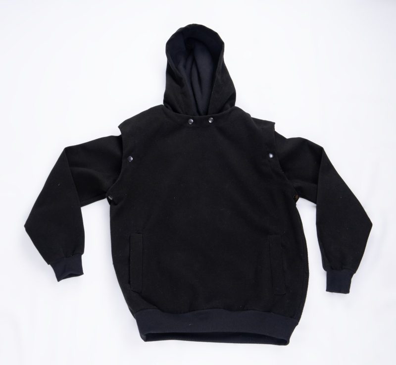 black-modular-hoodie-03 Black Structured Snap Hoodie