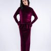 Merlot Velvet Peplum Set