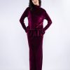 Merlot Velvet Peplum Set