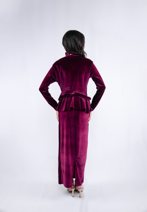 Merlot Velvet Peplum Set