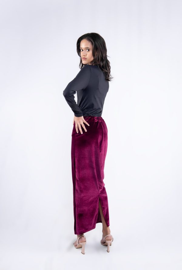 Merlot Velvet Peplum Set