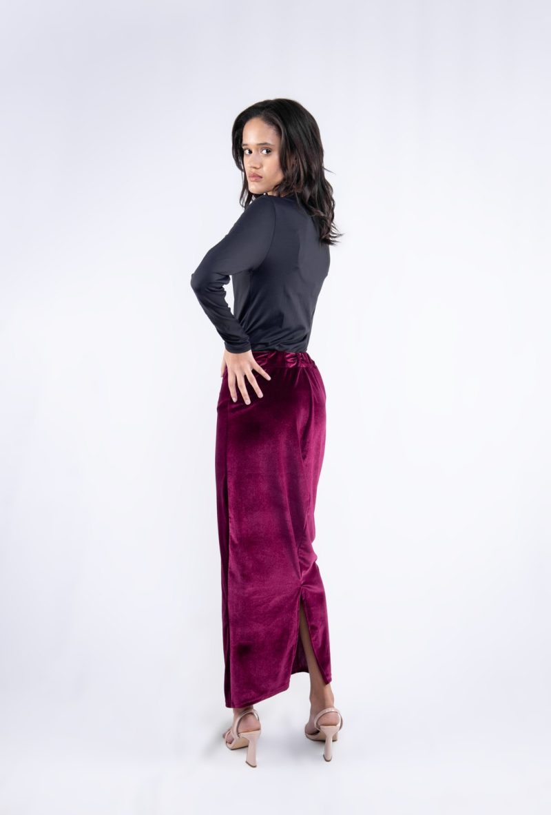 Merlot Velvet Peplum Set