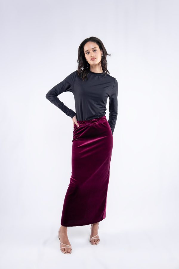 Merlot Velvet Peplum Set