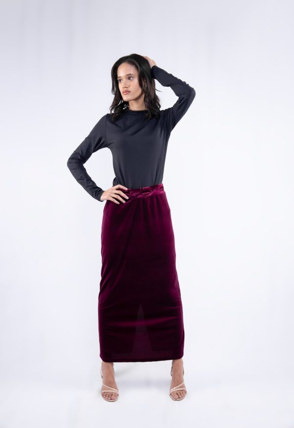 Merlot Velvet Peplum Set