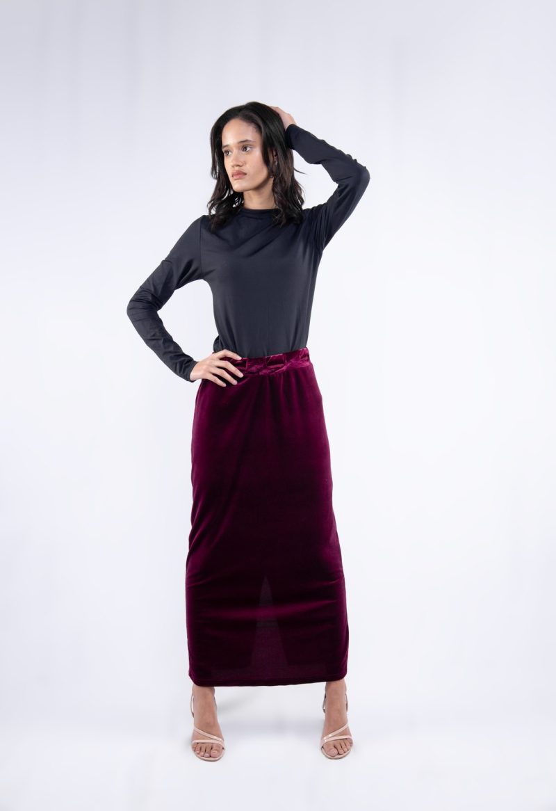Merlot Velvet Peplum Set